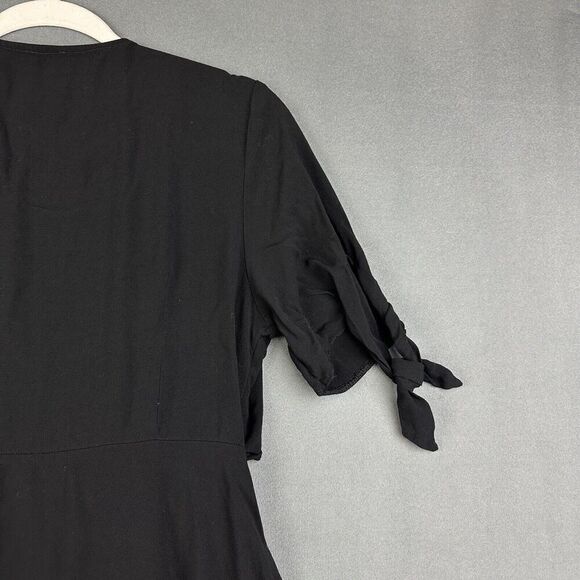 ASOS Wrap Dress Womens 10 Black Layered Tie Front Flowy Basic Minimalist - Picture 10 of 16